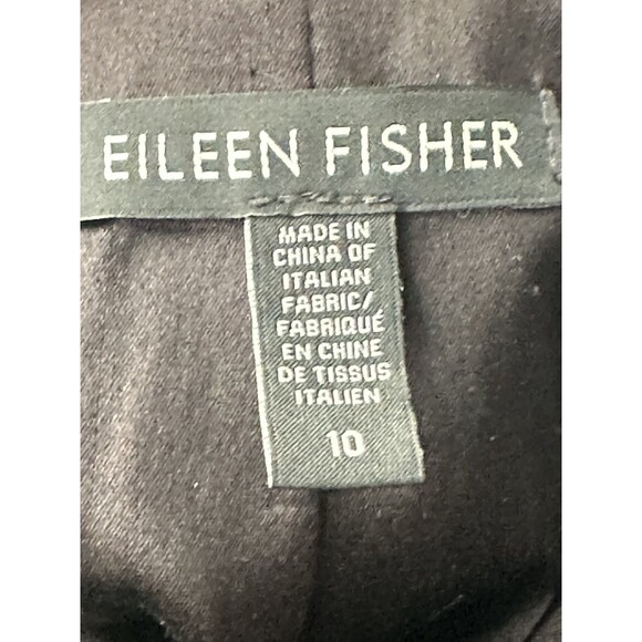 Eileen Fisher Polished Ramie Stretch Silk Blend Black Jacket Blazer 10 - Picture 3 of 4